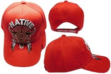 Native Pride Indian Buffalo Skull Dreamcatcher Shadow Polyester Red Cap Hat