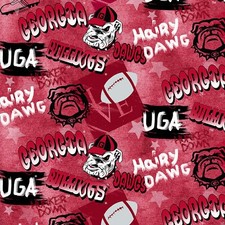 NCAA GEORGIA BULLDOGS SPRAYED PRINT 100 COTTON FABRIC BY THE 1/2 YARD