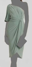 Lauren Ralph Lauren Women's Blue Tie-waist Balloon-sleeve Dress Size 18