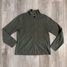 Croft  Barrow Men  s Green Zip Front Collared Sweater Size L