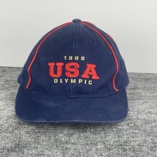 Vintage USA 1998 Olympics Strapback - Blue  Red Spellout Nagano Japan Cotton