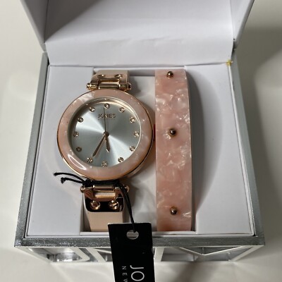 Jones New York Signature Womens Pink / Gold Watch & Bracelet 