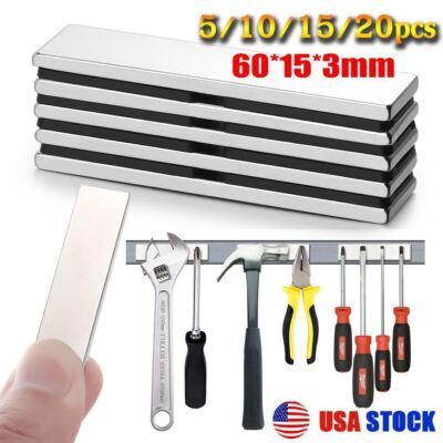 10/15/20X Large Super Strong Block Fridge Magnets Rare Earth NdFeB 60*15*3mm N52