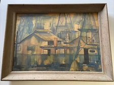 American Regionalism Painting Industrial Wpa Style Old Factory Urban Strother