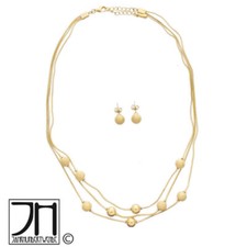 Collier Modeschmuck Snake Halskette dreireihig vergoldet Kugeln diamantiert