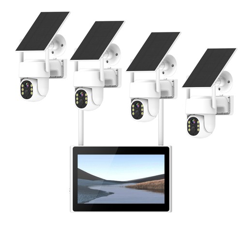 Outdoor Solar Wireless Dome 4mp PTZ Security Camera System with Monitor Garden - Afbeelding 1 van 10