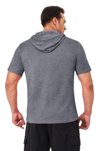 Mens Short Sleeve Hoodie Cotton Shirts Lightweight Sweatshirt Athletic Pullover - Picture 86 of 134