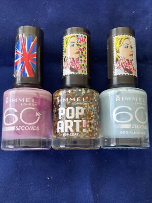 Rimmel 60 Seconds ONE COAT Nail Polish TopCoat, 853PillowTalk 420SweetLavend A23