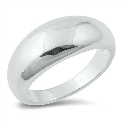 Dome Ring Genuine Sterling Silver 925 Rhodium Plated Face Height