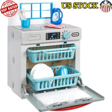 Interactive Toy Dishwasher Pretend Play W/ 14 Kitchen Accessories Fun Role Play
