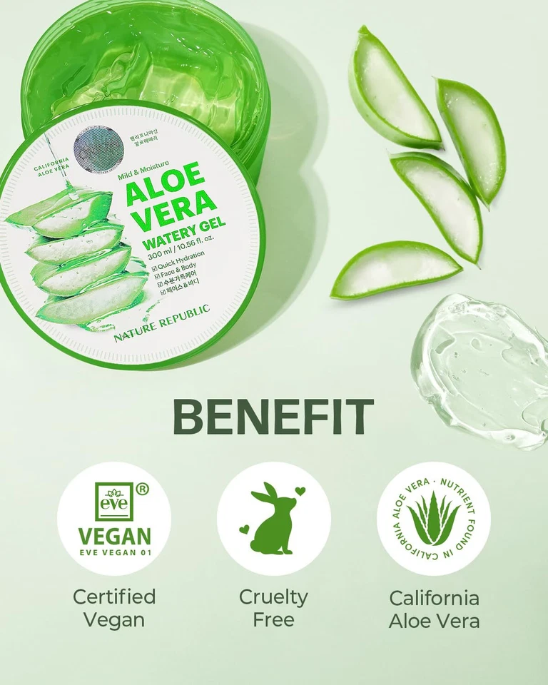 Nature Republic New Soothing Moisture Aloe Vera Gel 92 Percent Korean Cosmetics, - Image 4 of 4