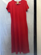 Sostanza Junior Size Solid Red Short Sleeve Long T Shirt Dress Sz L Pre-Owned