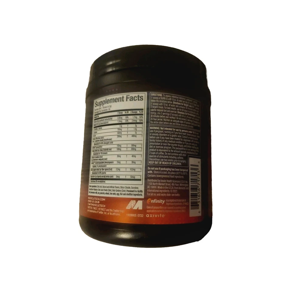 Burn iQ, Smart Thermo, лайм манго чили, 7,58 унции (215 г) перед тренировкой срок годности 02/25 - Изображение 2 из 4