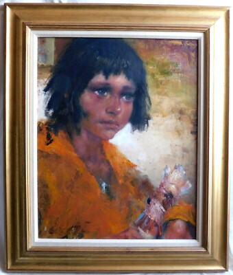 #ad LISTED AMERICAN TROY ACKER 1945 VERY FINE ORIGINAL OIL PAINTING $375.00