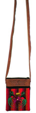 Guatemala Micro-Suede and Tapestry Crossbody Bag Embroidered Birds Floral