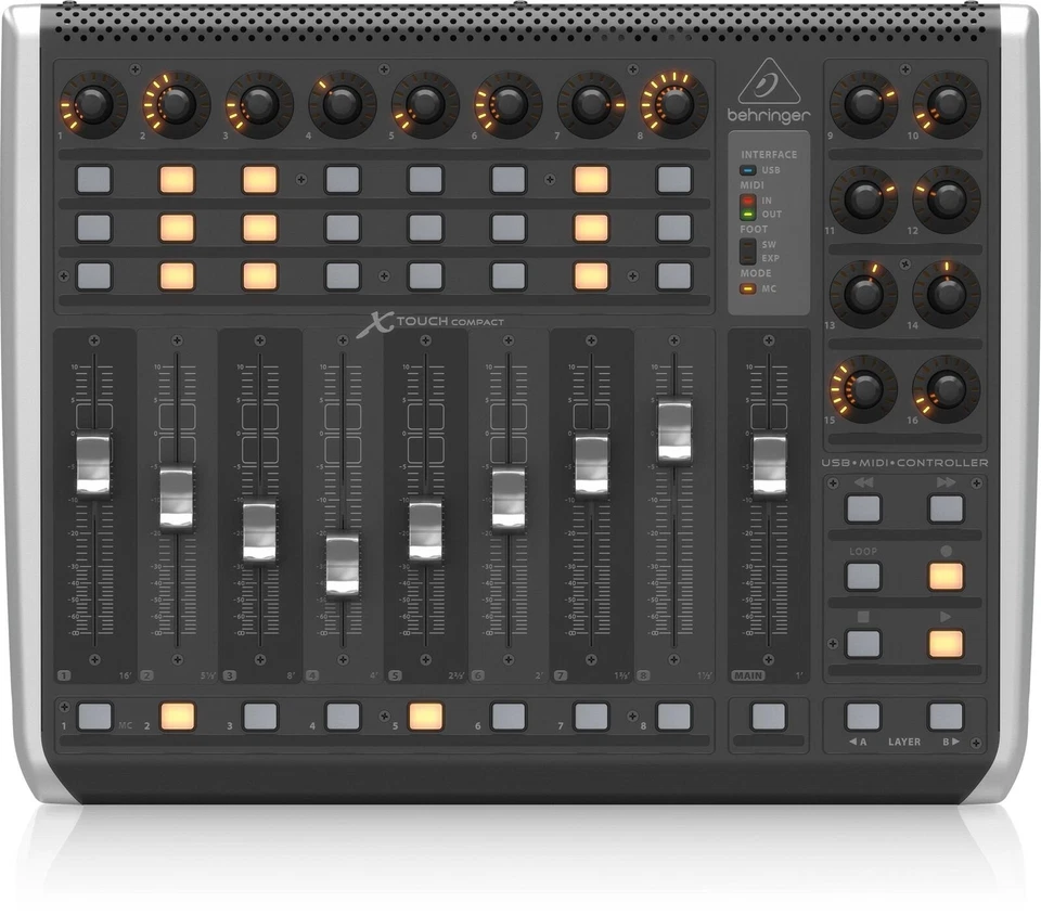 Behringer X-TOUCH Compact USB/MIDI Controller w/ 9 Touch-Sensitive Motor Faders - Image 2 of 4