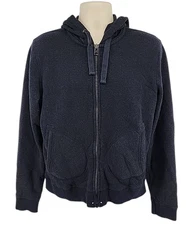 Woolrich John Rich & Bros Wool Fleece Jacket Mens M Navy Zip Hoodie Heritage