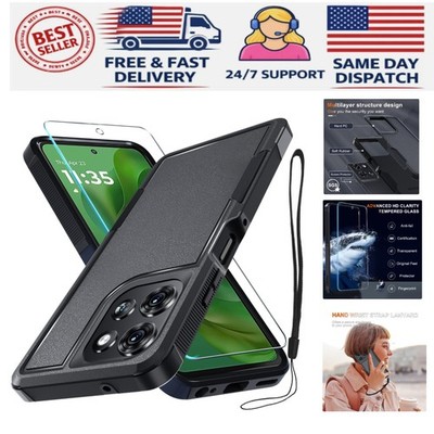 Full Body Protective Case for Moto G Power 5G 2025 with Tempered Glass & Lanyard
