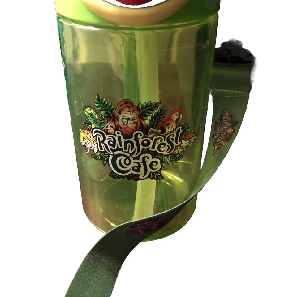 Rainforest Café Cha Cha Sipper (botella H2O) con rana árbol Cha Cha con cordón Foto 2 de 4