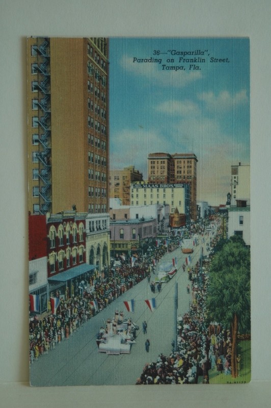 "Gasparilla" Parade, Tampa, Florida Linen Postcard