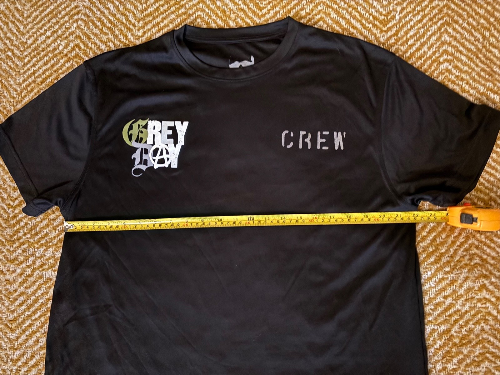 "CREW" Grey Day G59 Concert Staff Men's T-Shirt Short Sleeve Black Size Large 