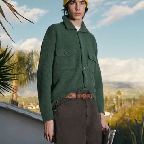 STU Green Double Collar Cardigan - L, Used, Good Condition Official