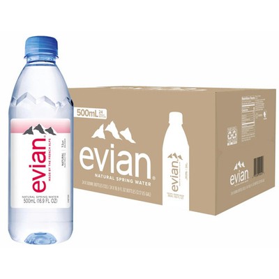 Evian Natural Spring Water Pack of 24 500ml Bottles Refreshingly Pure