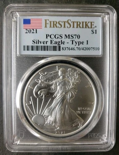 2021 $1 American Silver Eagle Dollar PCGS Type 1 MS70