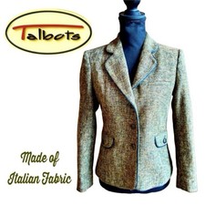 Talbots Blazer Italian Fabric Fitted Cropped Tweed Earth-Tones Classic 2P