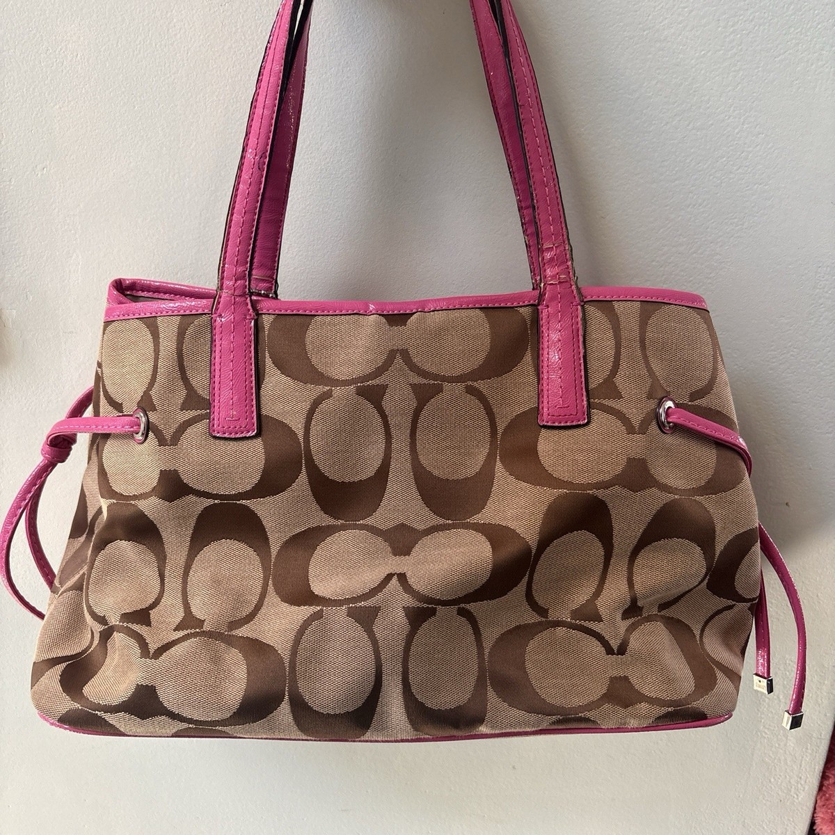 Coach pink and brown signature tote bag | eBay