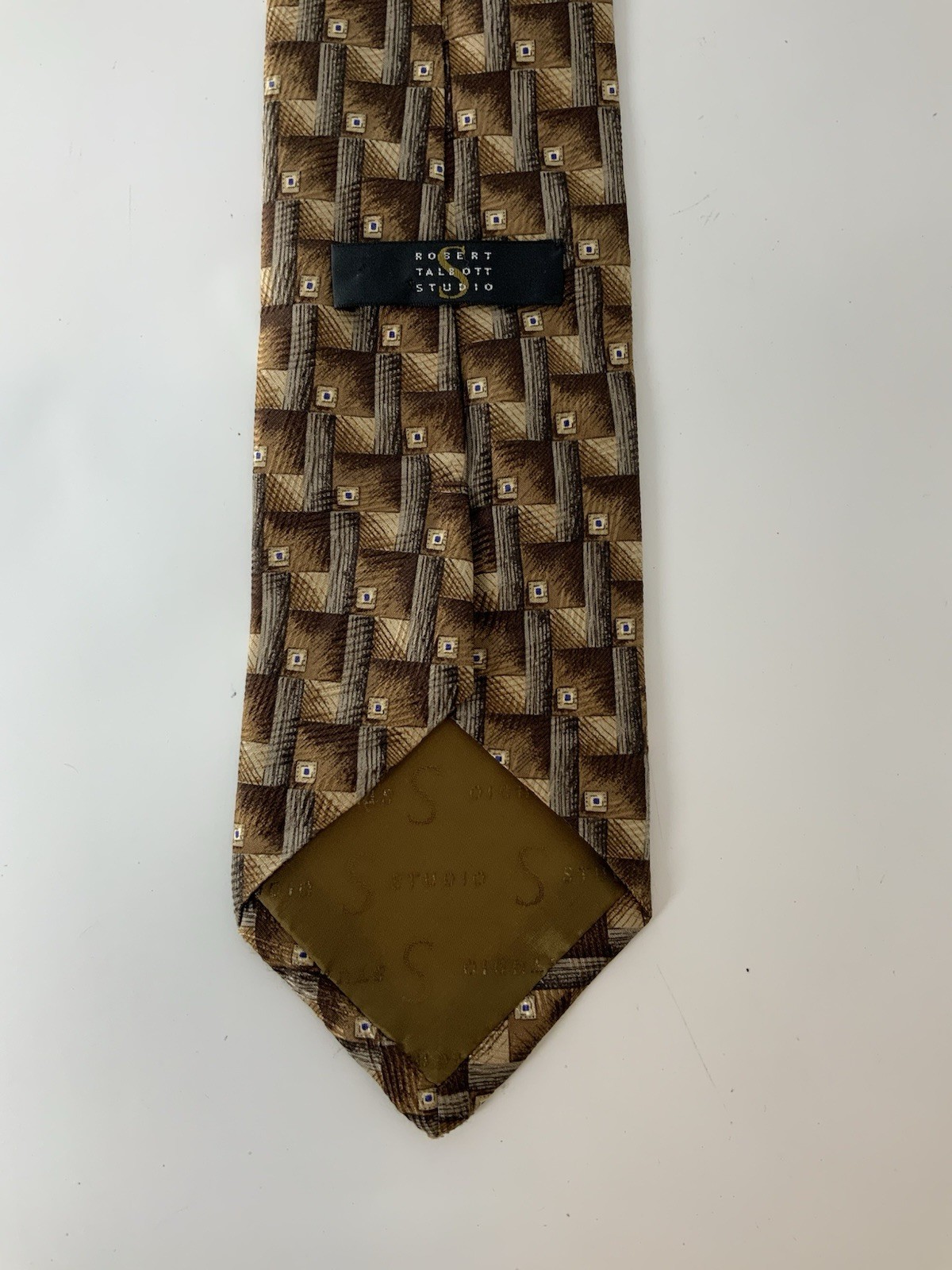 Robert Talbott Studio Neck Tie Brown Geometric Si… - image 4