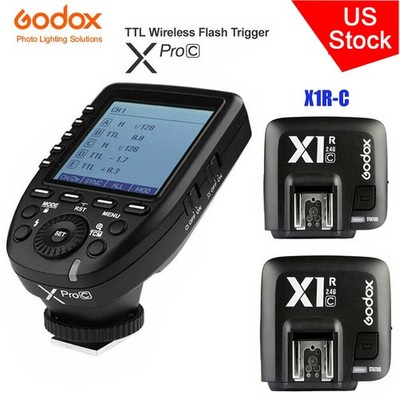 US Godox XPro-C 2.4G TTL Wireless Flash Trigger+2*X1R-C Receiver Fr Canon Camera
