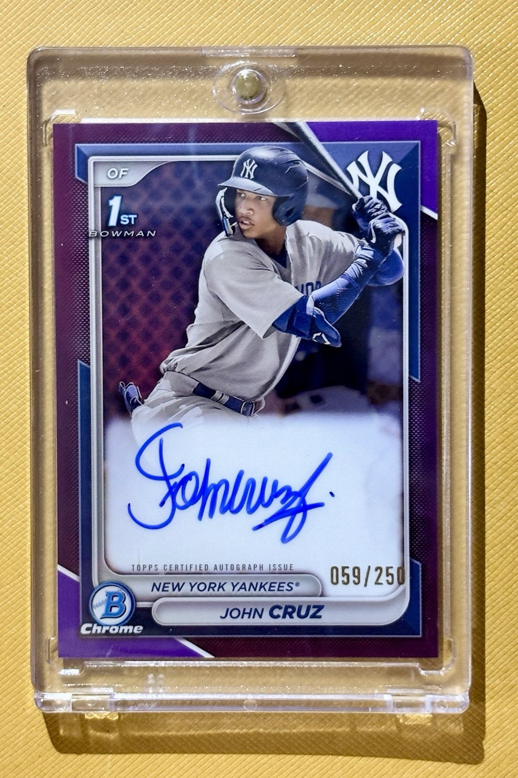 2024 Bowman Chrome John Cruz 1st Bowman Auto True Purple Refractor /250