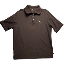 Tommy Bahama Mens XL Brown Pima Cotton Blend Short Sleeve Marlin Logo Polo Shirt