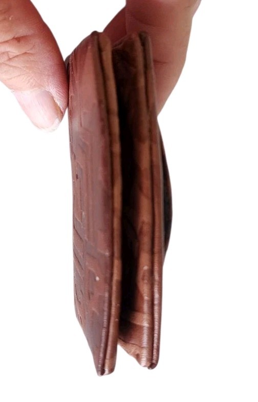 Vintage Mini Tiny Aztec Embossed Brown Leather Wa… - image 2