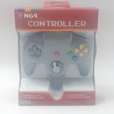 Nintendo 64 N64 Gray Cirka Gaming Controller Wired Memory Card/Rumble Pack Slot