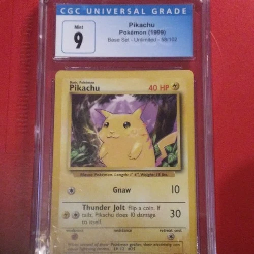 Pokémon Base Set Unlimited Pikachu 58/102 Common Regular CGC 9 1999