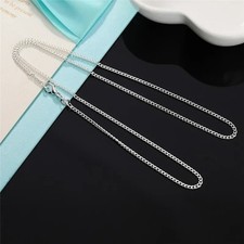 Genuine 925 Sterling Silver Curb Chain Necklace Lobster Clasp 16"-30" Gifts
