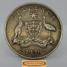 1938 Australia Silver 6 Pence - #C54832NQ