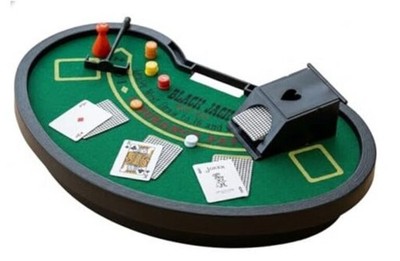Mini Blackjack Table Game Set   Compact Tabletop Casino Game with 1'' x 1.5''