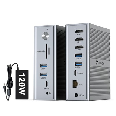 DisplayLink Docking Station 3 Monitors, 14-in-1 USB C Triple Monitor Docking ...