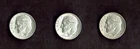 1964 d Roosevelt Dimes  (3)  90% silver coins