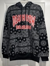 New! Snoop Dogg Death Row Records Paisley Hoodie Size Medium Black Paisley