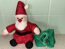 Vintage Santa Claus Nylon 7" Mini Plush International Silver Co Christmas