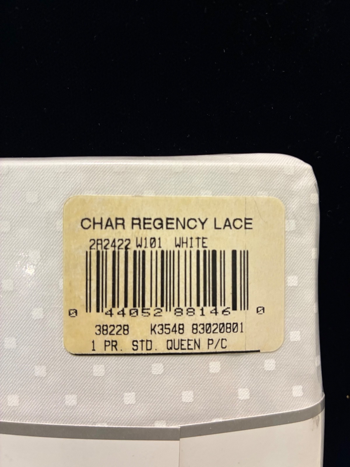 CHARISMA FIELDCREST 100% Supima Cotton 310 Std/Q Pillowcases Regency Lace White