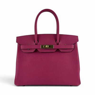 Hermès Birkin 30 Epsom Leather Top Handle Bag Rose Extreme Gold HW