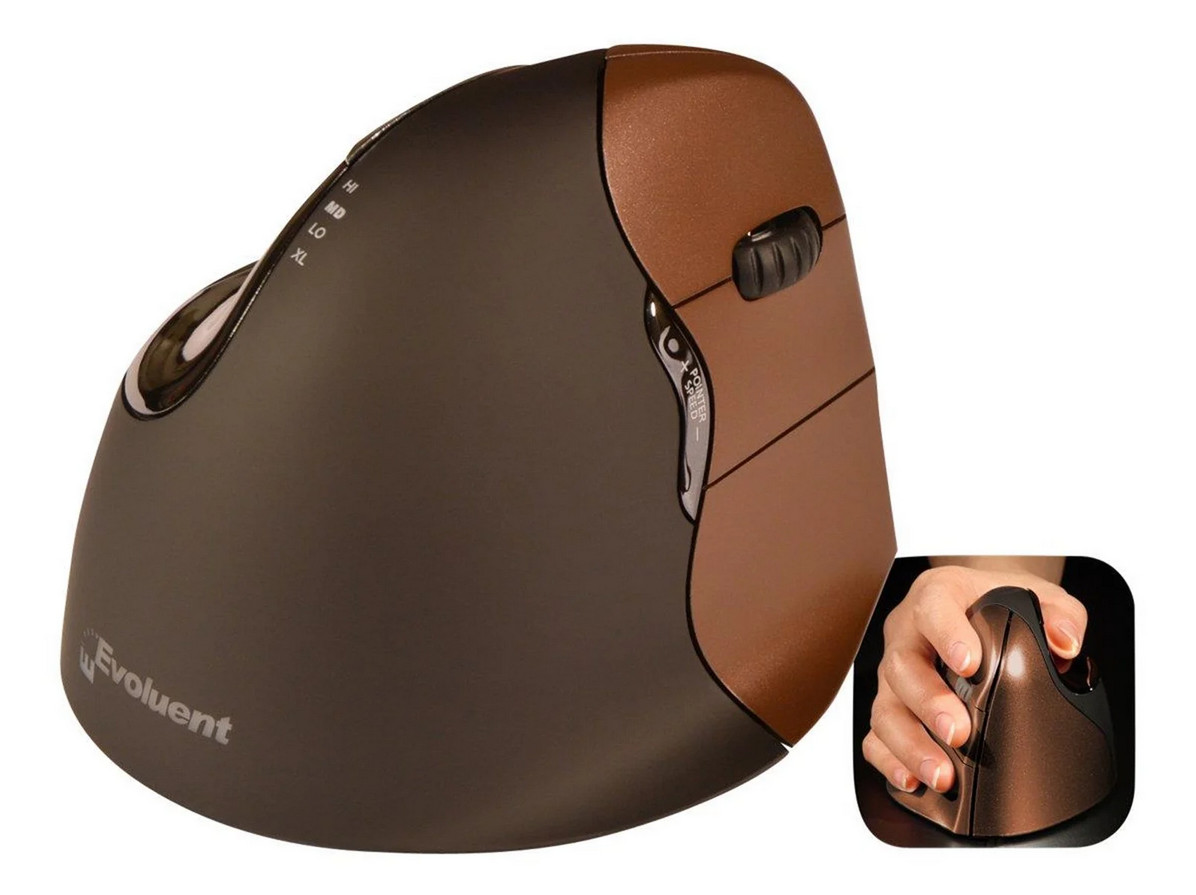 BakkerElkhuizen Vertikalmaus Evoluent4 Small Wireless - Ergonomische Vertikalmaus für Rechtshänder - 2600 DPI - Schwarz/Bronze - Image 2