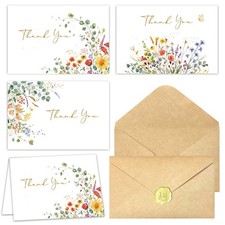 Thank You Cards with Envelopes - 30 Pack Watercolor 4 x 6 inch, Flower-11