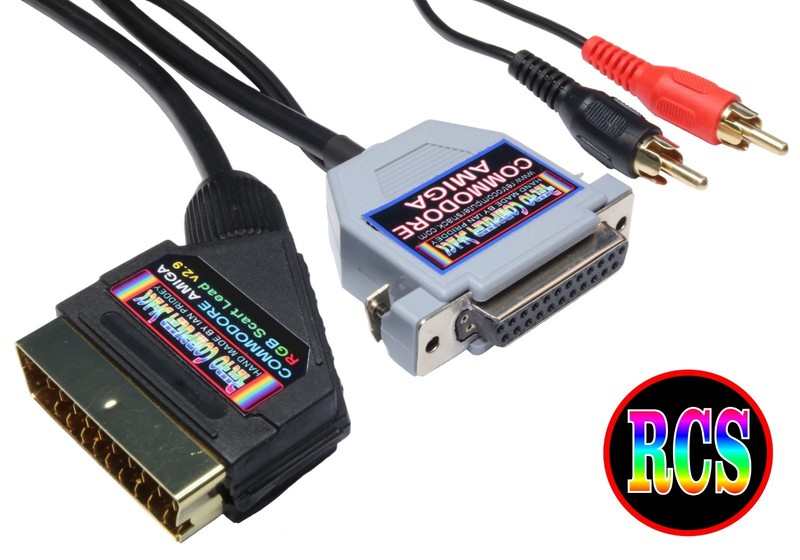Commodore Amiga A500 A600 A1200 A2000 GOLD RGB SCART CABLE TV Video Lead 2mtr