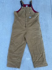 Carhartt Overalls R38 BRN Duck Brown Insulated Lined Double Knee Bibs Mens 46x30
